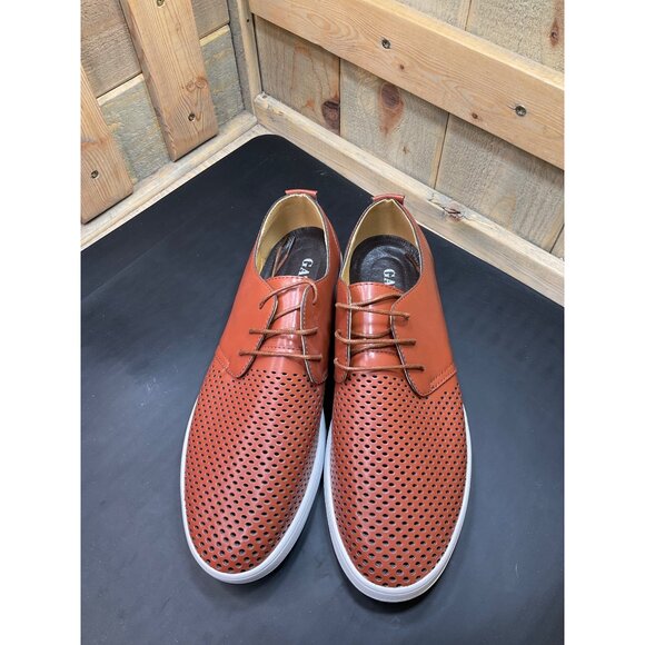 Mens Gatsby Casual Lace-Up Perforated Faux Leather Sneakers Rust Brown Size 11 - Picture 8 of 8